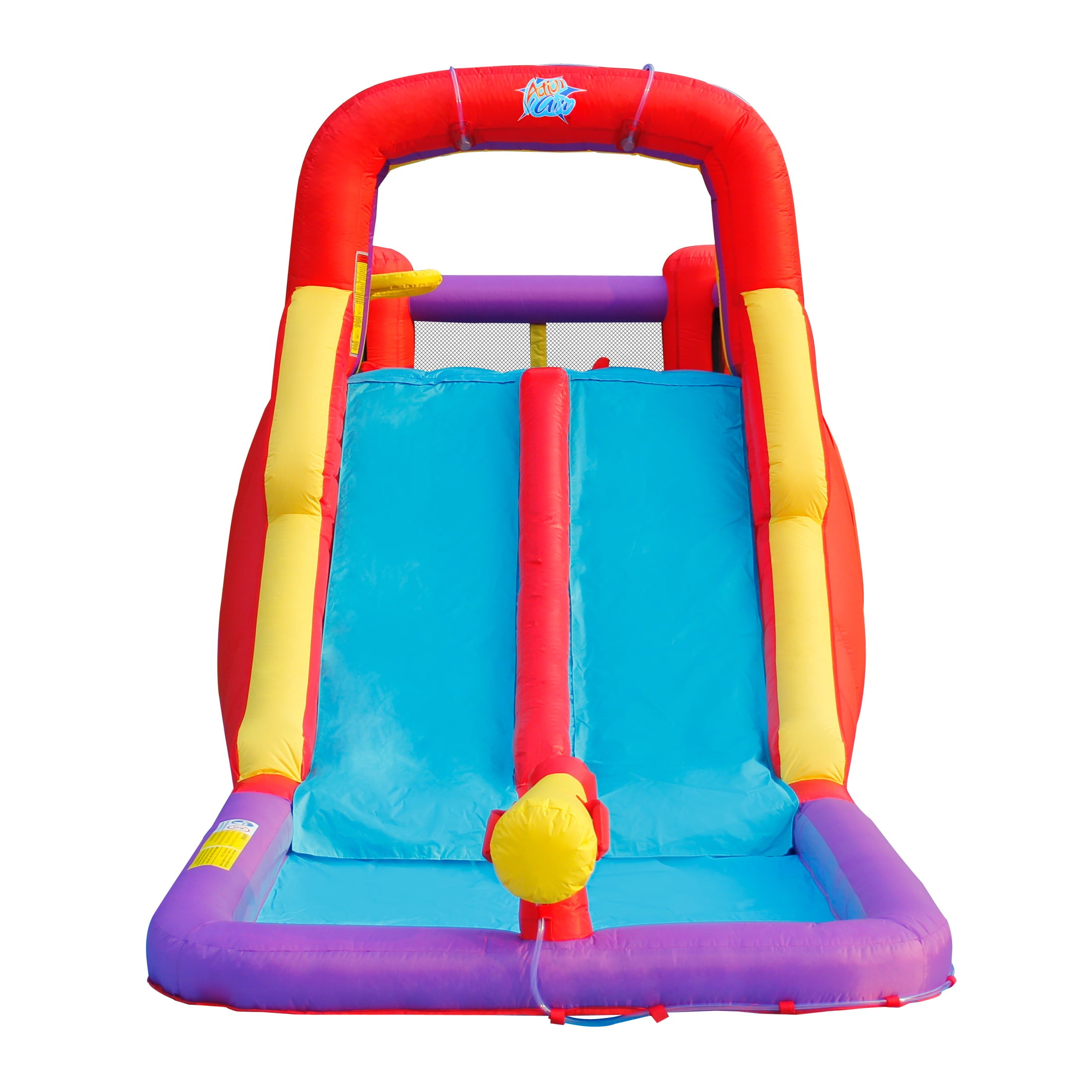 Action Air Water Slide， Inflatable Waterslides with Water Cannon， Water Bounce House for Kids Backyard