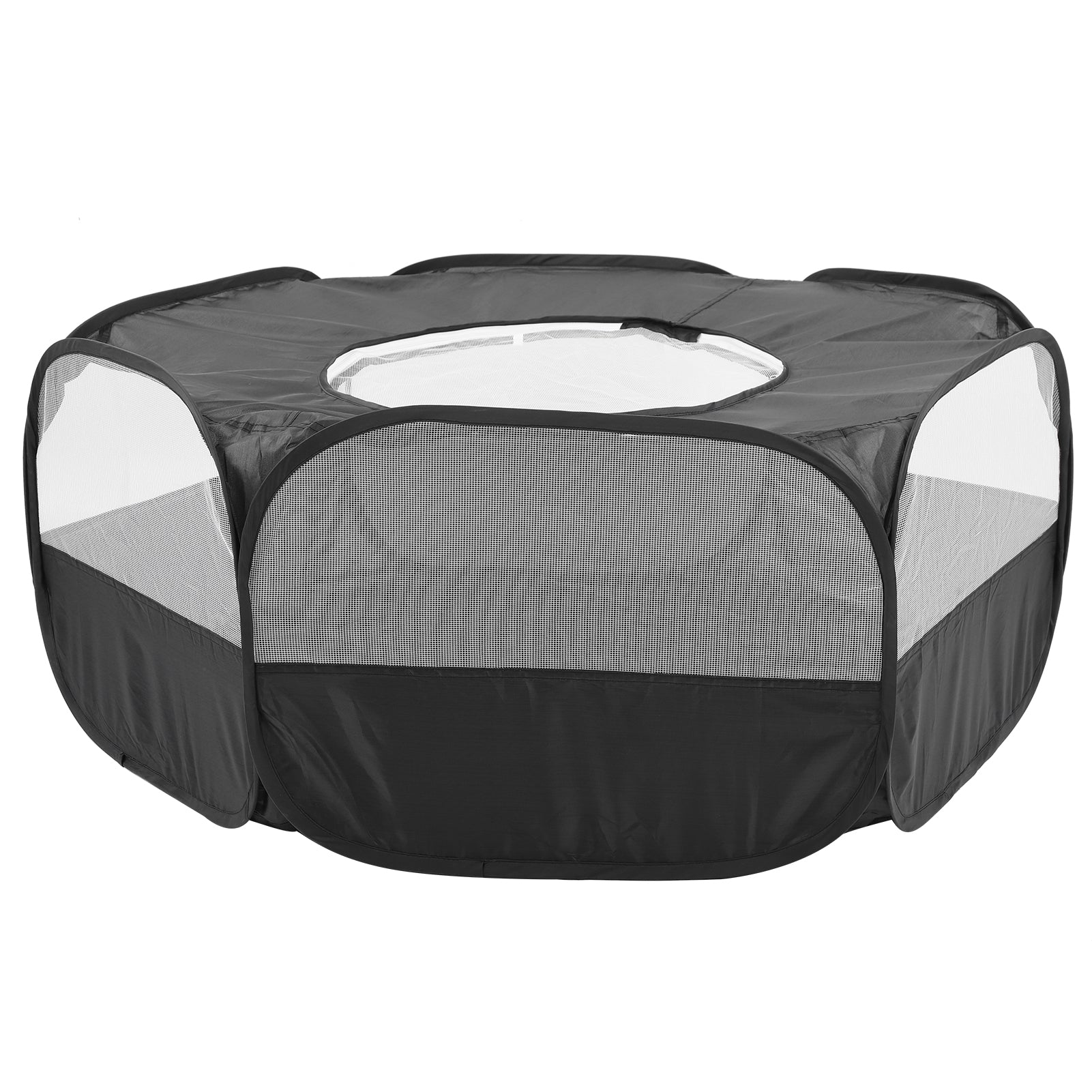 Small Pet Fence， Indoor Breathable Mesh Foldable Small Animal Game Fence， Animal Pet Cage Tent Hamster For Pet Tent Small Pet Fence With Cover And Side Cloth-Black