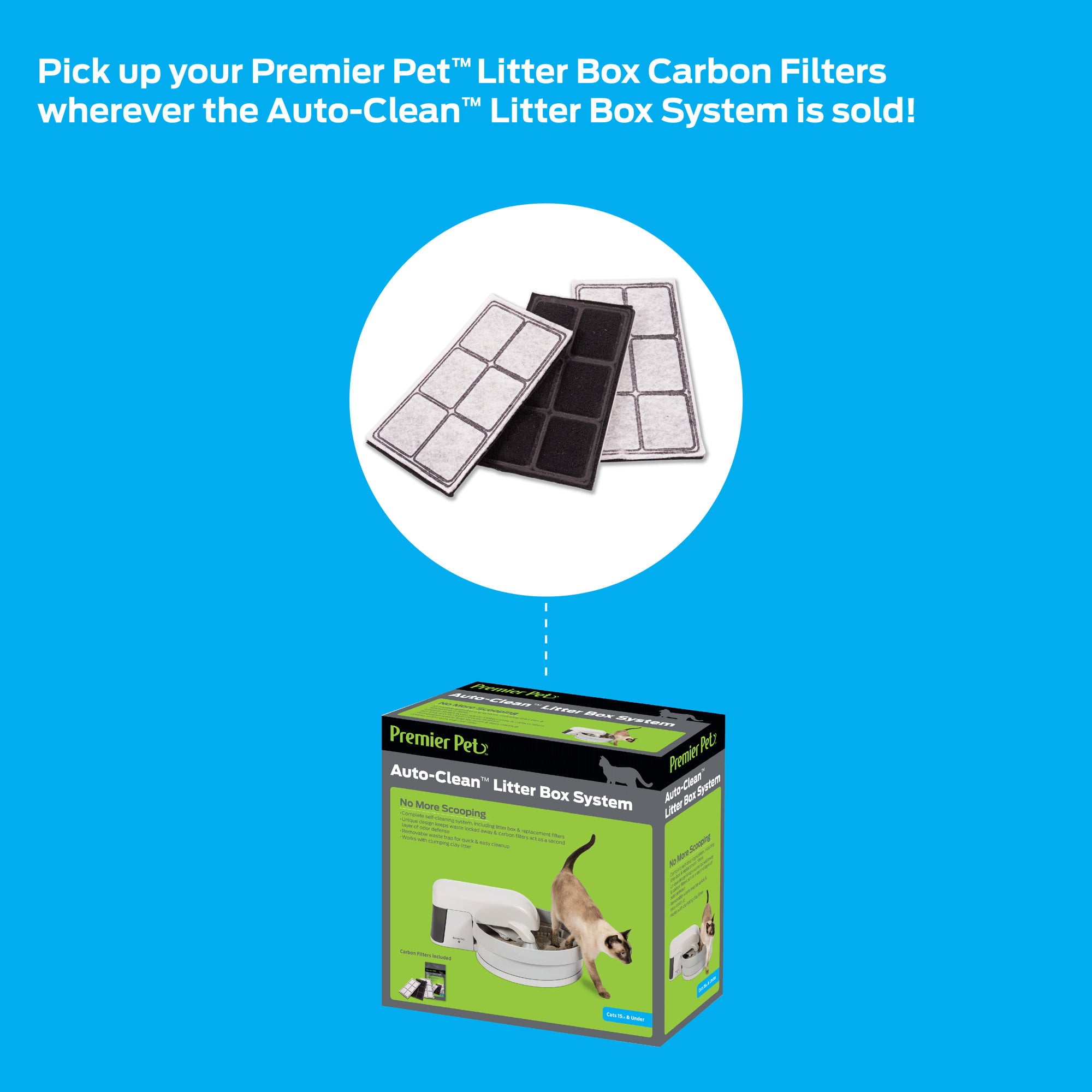 Premier Pet Litter Box Carbon Filters for Auto-Clean Litter Box System - 3 Pack