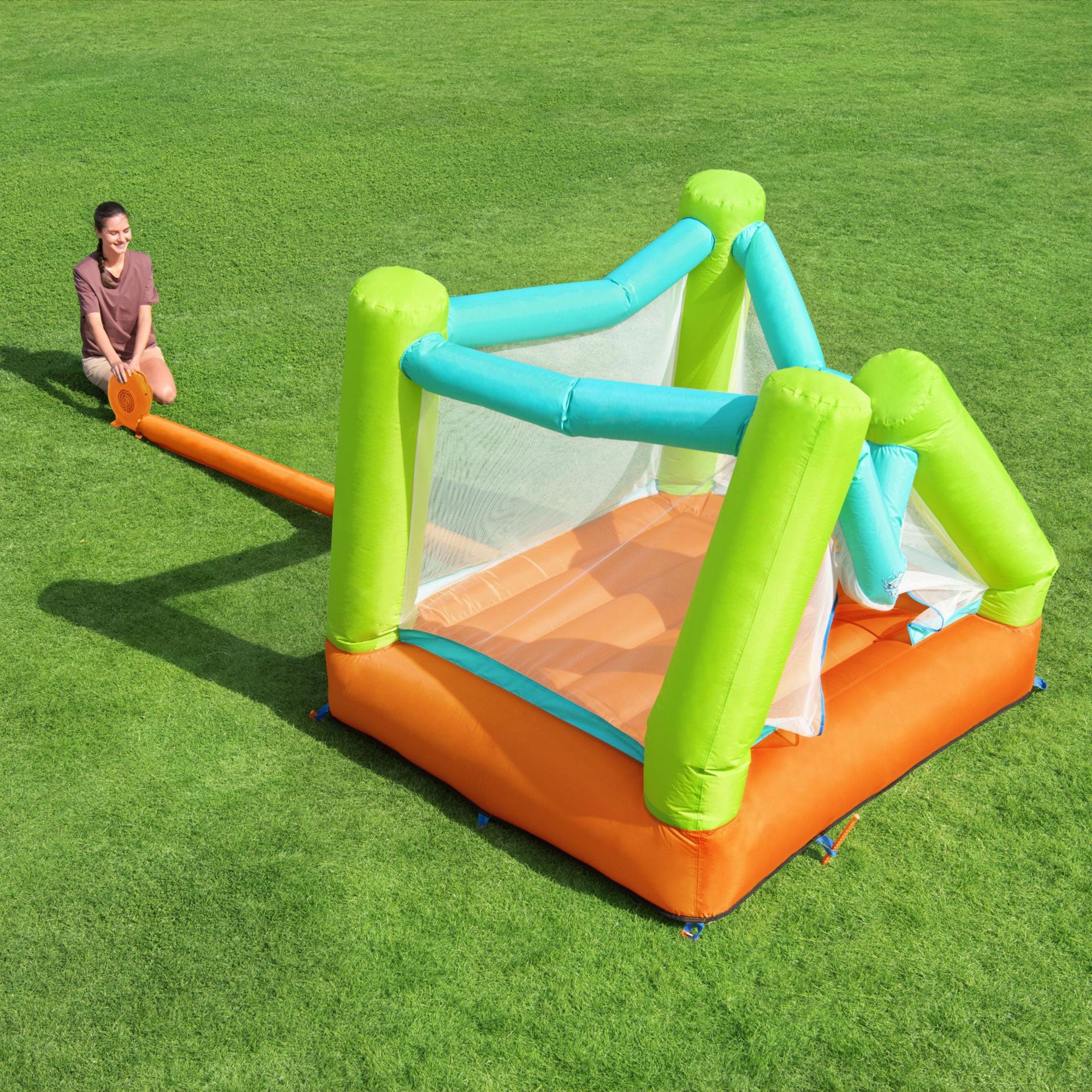 Bestway Jump And Soar Outdoor Indoor Inflatable Bounce House with Air Pump