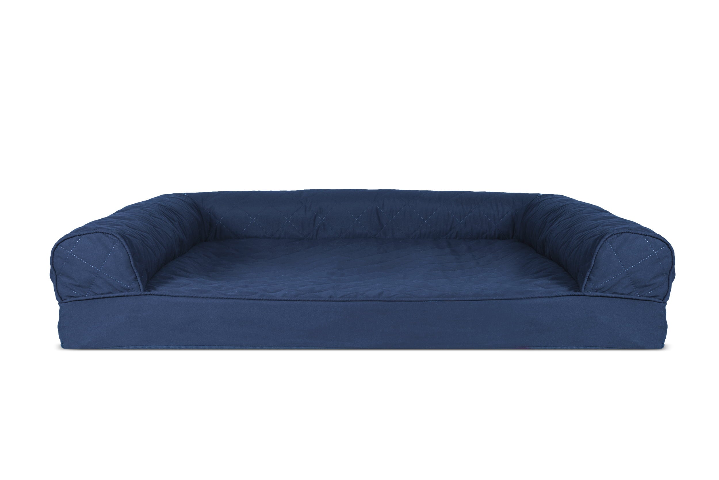 FurHaven | Orthopedic Quilted Sofa Pet Bed for Dogs and Cats， Navy， Large