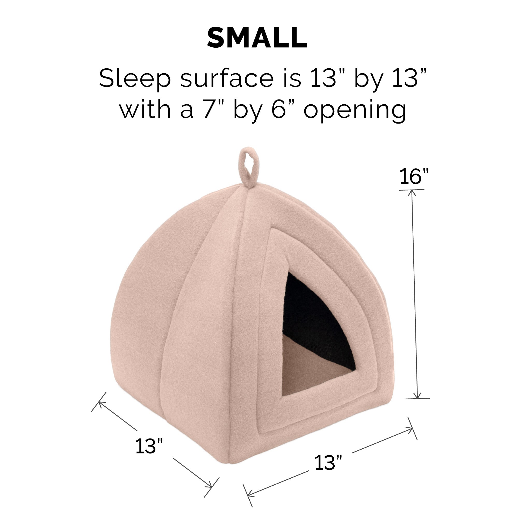 FurHaven | Fleece Hooded Tent House Pet Bed for Cats and Small Dogs， Beige Buff