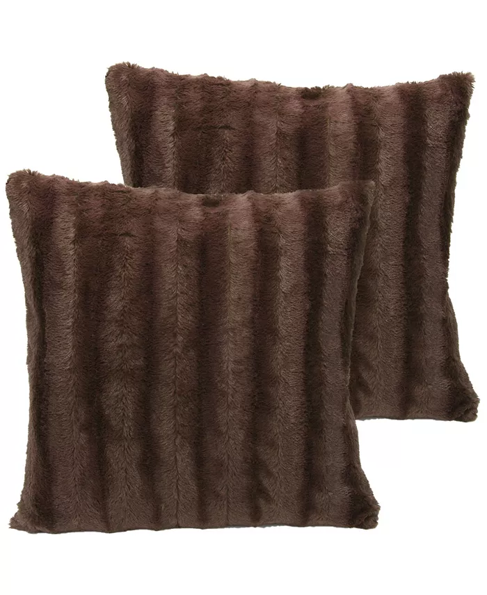 Cheer Collection Plush Reversible Faux Fur 2-Pack Decorative Pillow， 24