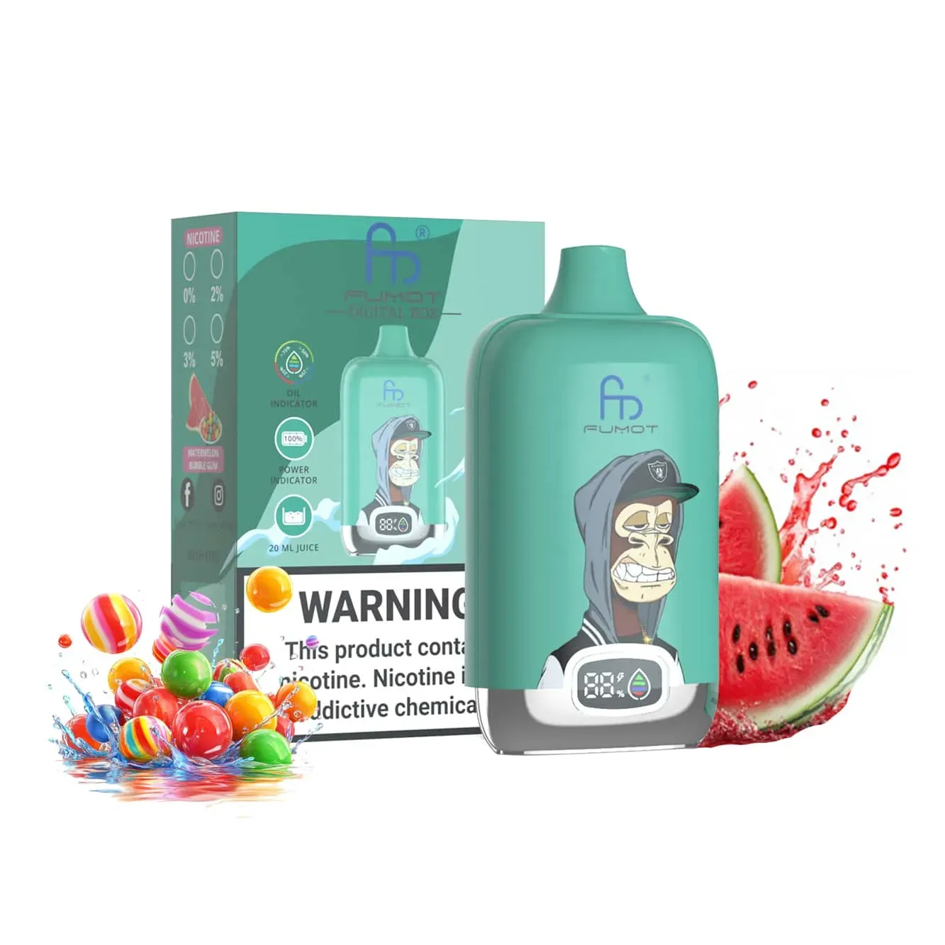 ⭐Fumot Tornado Digital Box 12000 Puffs -50+ Flavour Choices 🍇🍉🍋