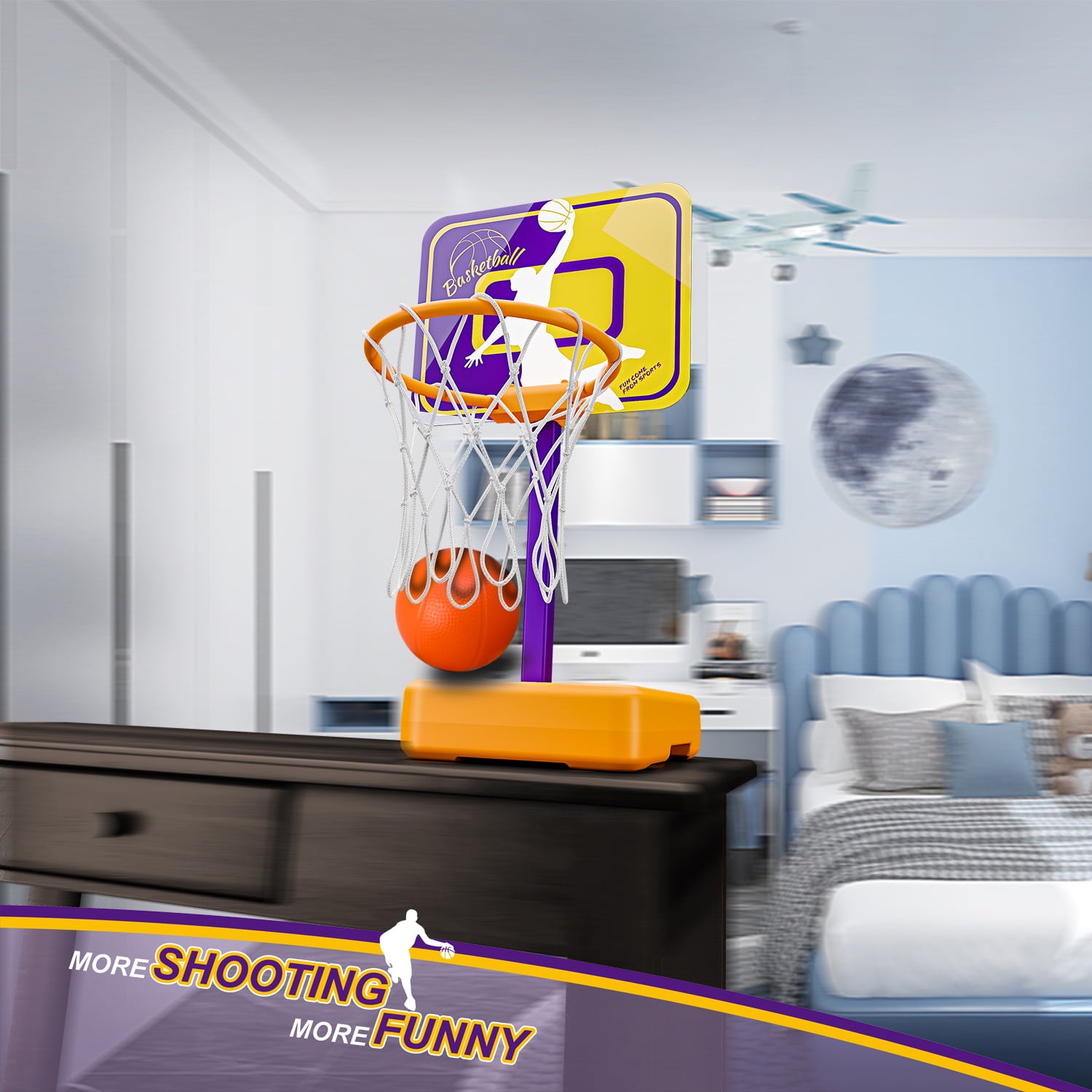 Basketball Hoop for Kids， 3.1 FT-5.3 FT Height Adjustable Basketball Set， Indoor and Outdoor Toys for Boys and Girls， With Ball and Pump