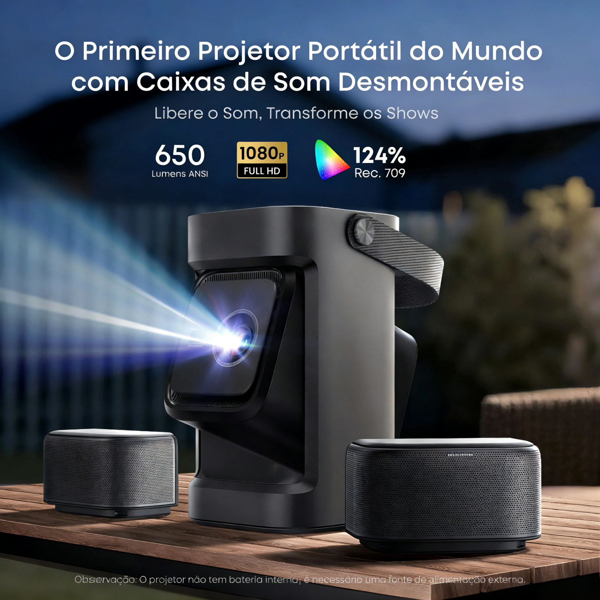 Soundcore Nebula P1 | Primeiro Projetor Portátil do Mundo com Alto-falantes Destacáveis