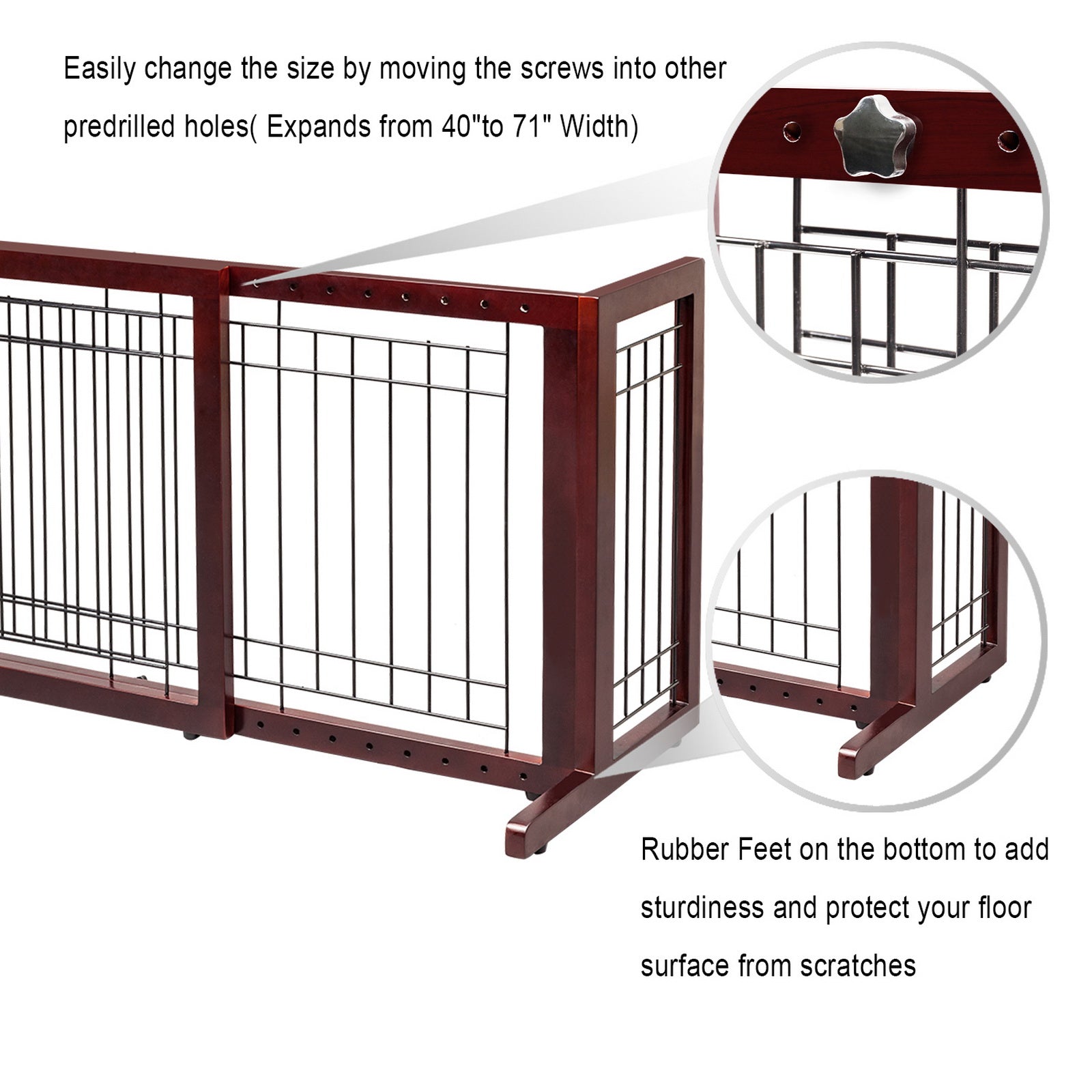 VINGLI Free Standing Pet Gates for Dogs Indoor Dog Fence， Solid Wooden Dog Gates for The House，Doorways and Stairs， Doggie Gates for Indoors