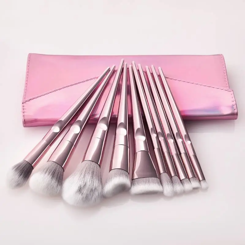 10 Piece Rose Gold Makeup Brush Set