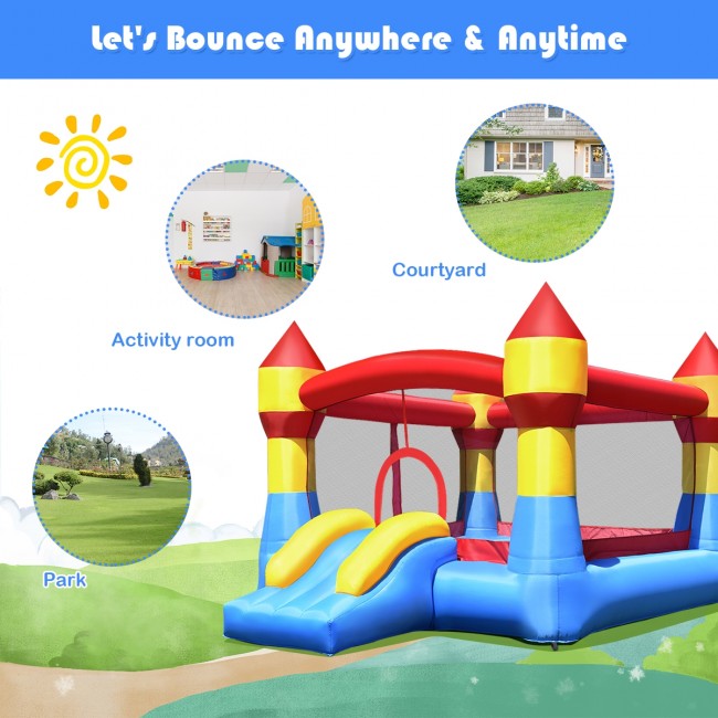 Inflatable Bounce House Castle Kid Moonwalk Playhouse Jumper Slide without Blower 110.5