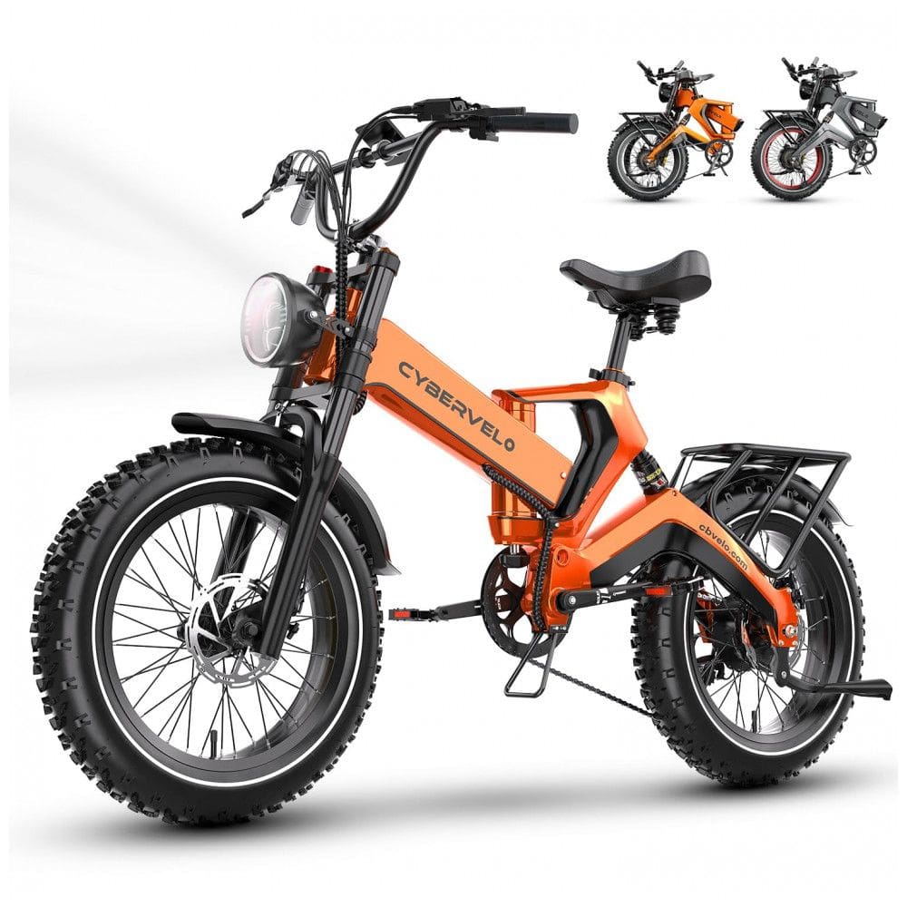 Bicicleta Elétrica Dobrável para Adultos 1000W de Pico - 2000W, 35 MPH, 100 Milhas, Bateria Removível de 48V 25Ah, Pneus Gordos de 20