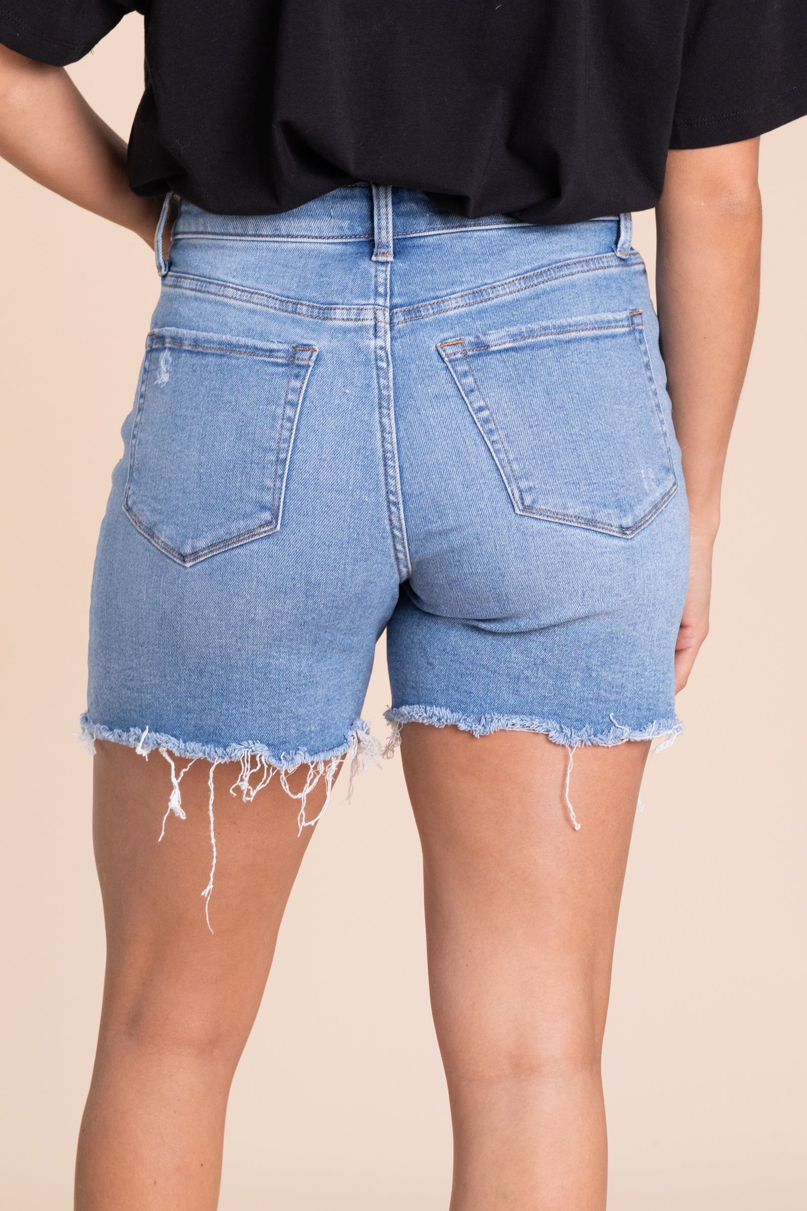 Lovervet Light Wash High Rise Boyfriend Shorts