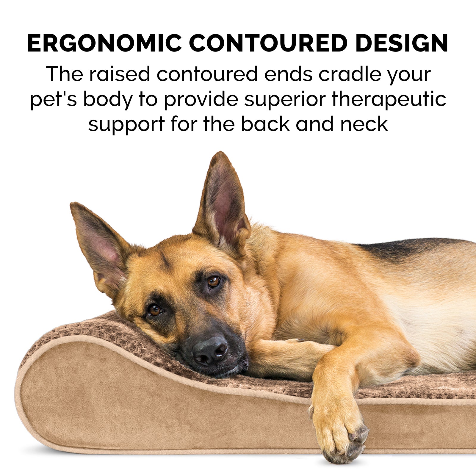 FurHaven | Cooling Gel Minky Plush and Velvet Luxe Lounger Pet Bed for Dogs and Cats， Camel， Giant