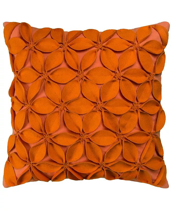 Rizzy Home Botanical Petals Polyester Filled Decorative Pillow， 18