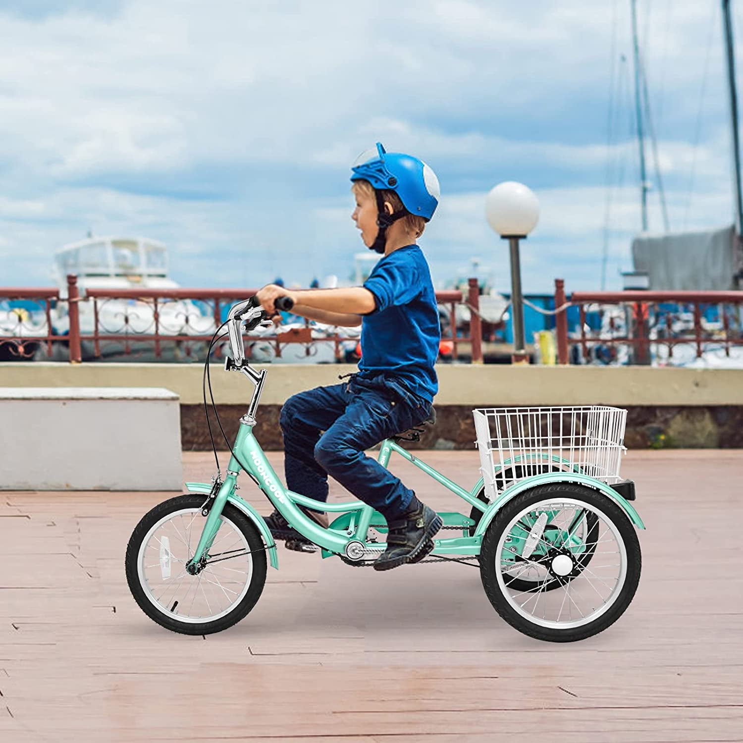 Slsy 16 inch Kids Tricycle， Single-Speed Three Wheeled Bike for 3'9