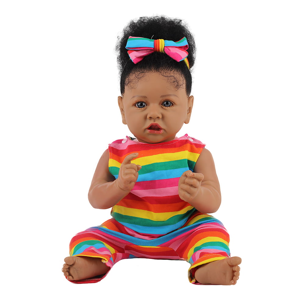 Takanini Reborn Baby Dolls African American Silicone Limbs Realistic Baby Doll with Soft Body Birthday Gift