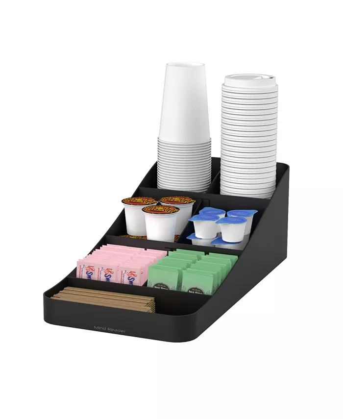 Mind Reader 7 Compartment Tea Coffee Condiment Organizer Metal Mesh