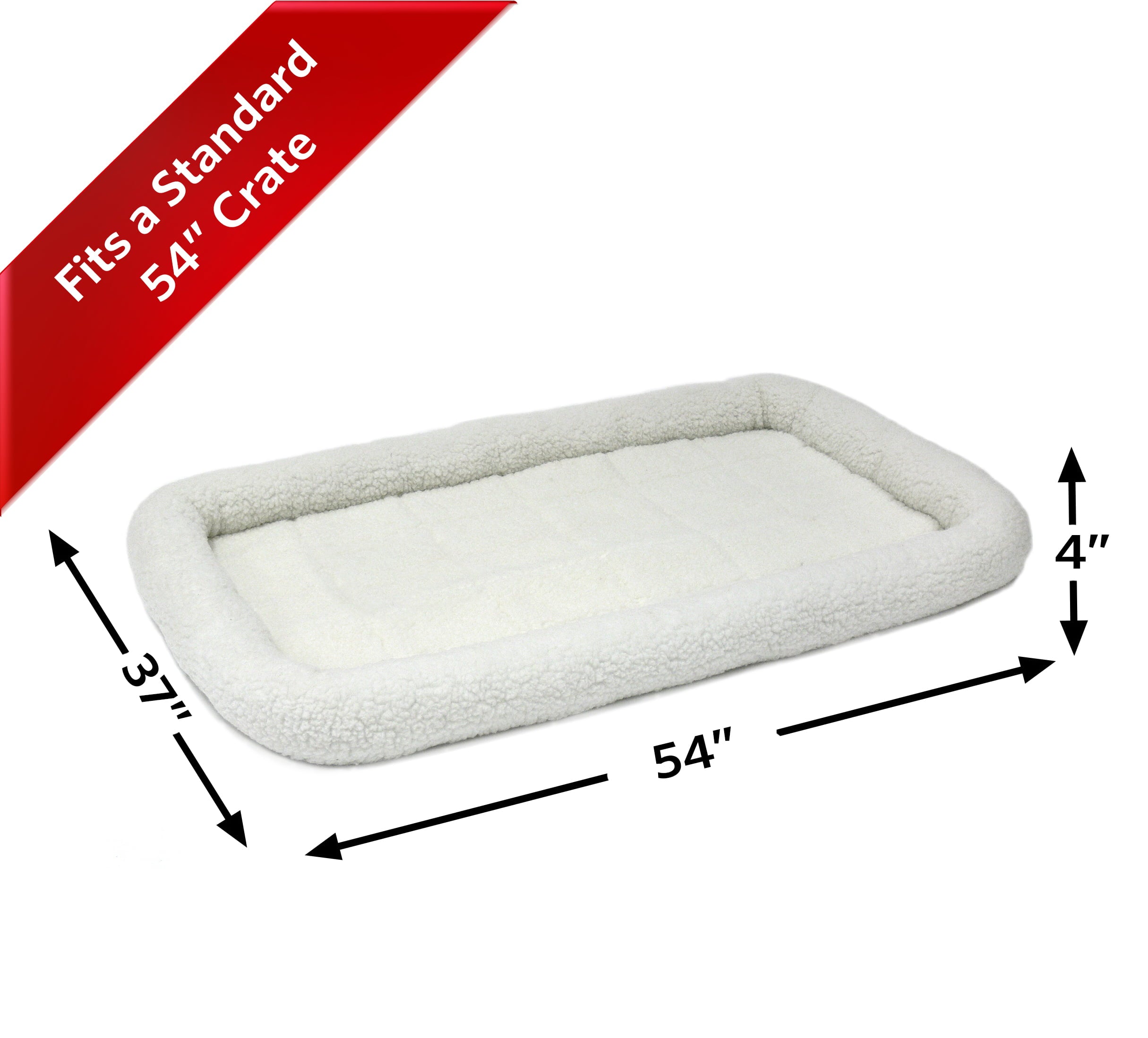 MidWest Deluxe QuietTime Bolster Pet Bed and Crate Mat， Fleece， 54