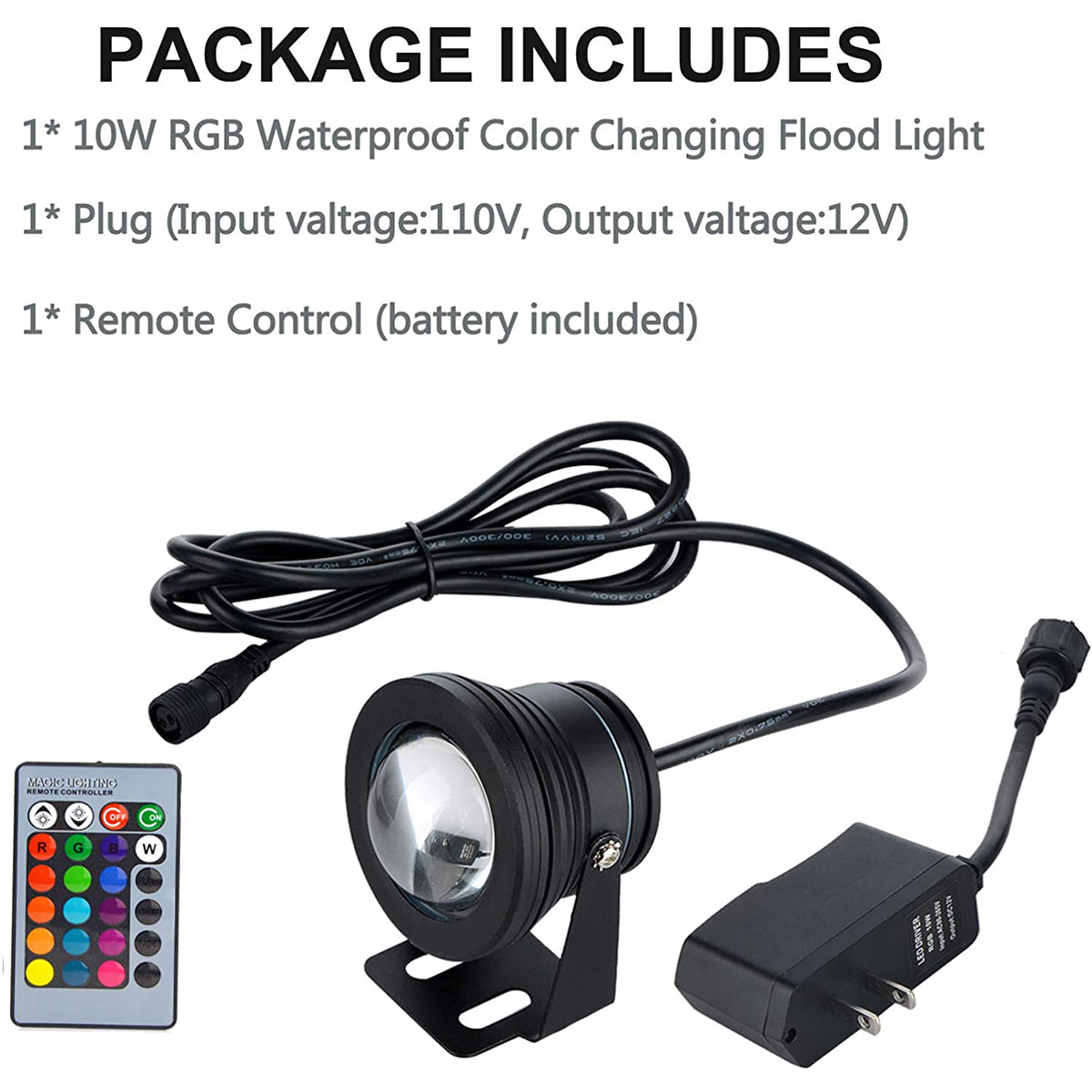 RC RGB Flood Light 16 Colors Landscape Flood Light 180° Color Changing LED Spotlight