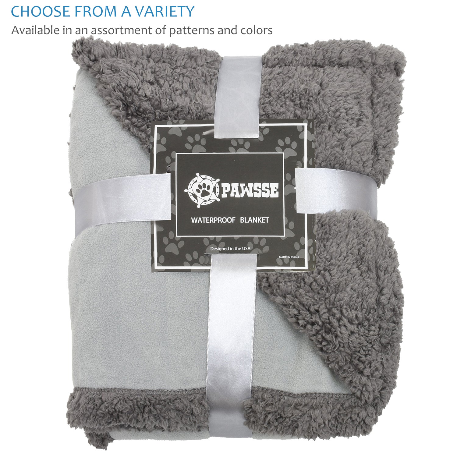 Pawsse Waterproof Pet Snuggle Blanket， Dog Puppy Cat Fleece Sherpa Throws Cushion Mat for Car Seat Furniture Protector Cover Medium 50