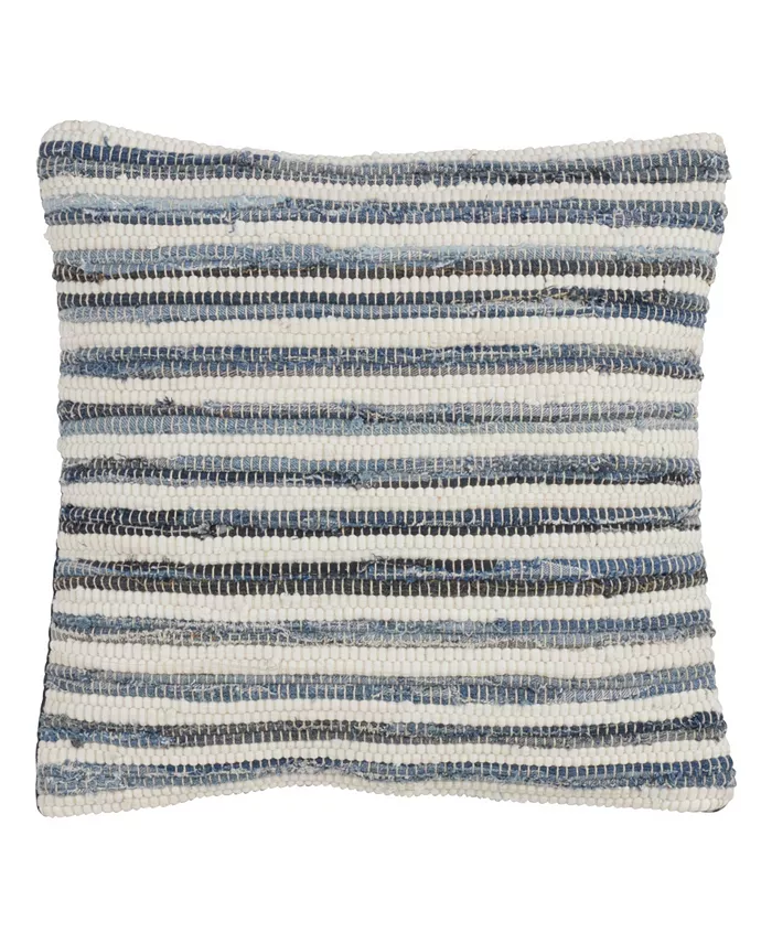Saro Lifestyle Chindi Denim Striped Decorative Pillow， 18