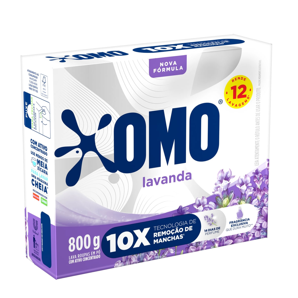 Lava-Roupas Po Lavanda Caixa Omo 800 g