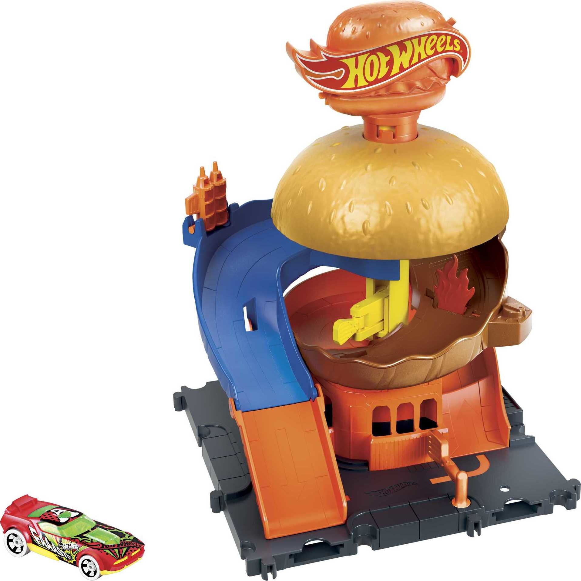 Hot Wheels City Burger Drive-Thru Playset and 1:64 Scale Toy Car