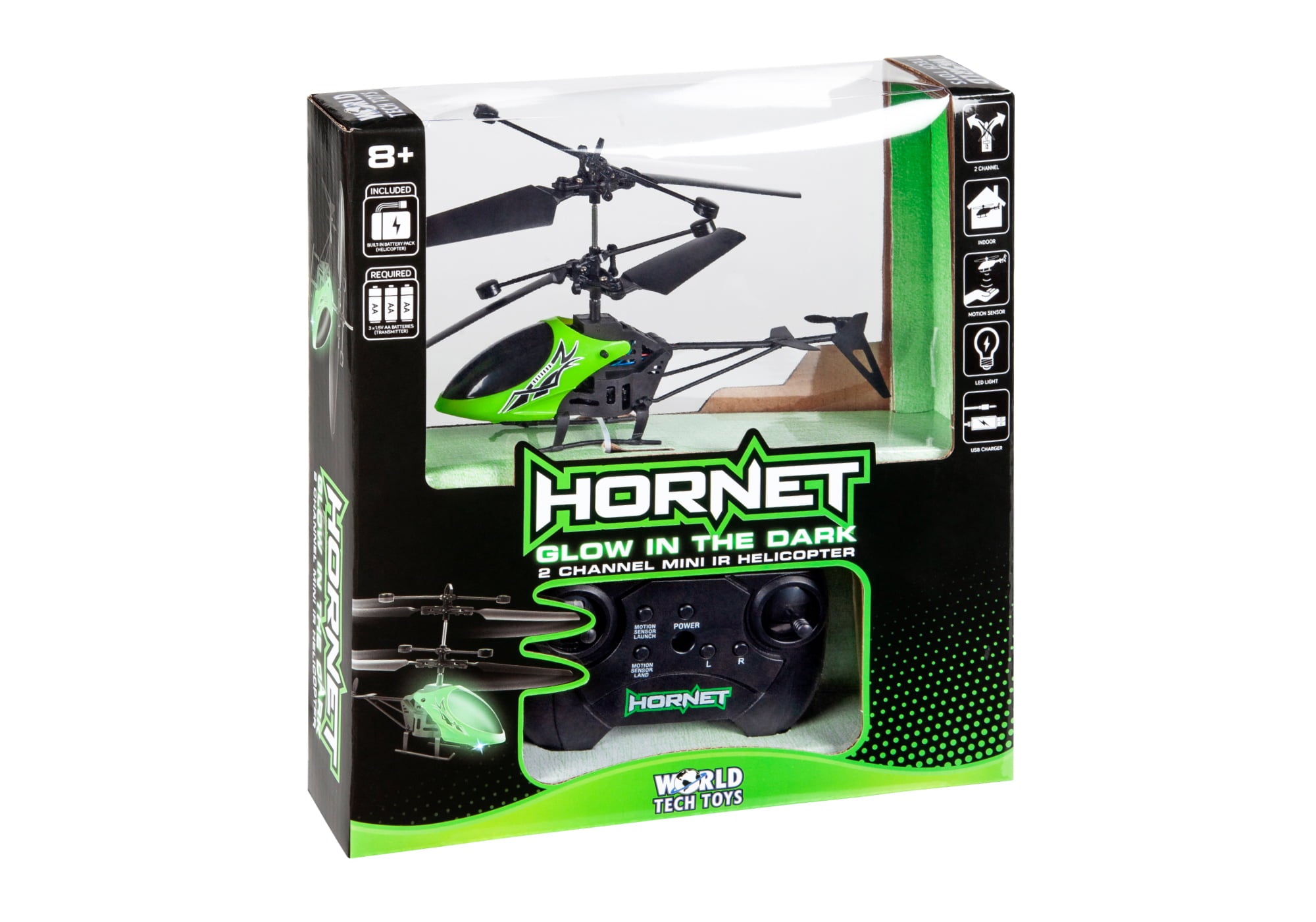 Glow in the Dark Hornet 2CH Mini IR RTF Electric RC Helicopter
