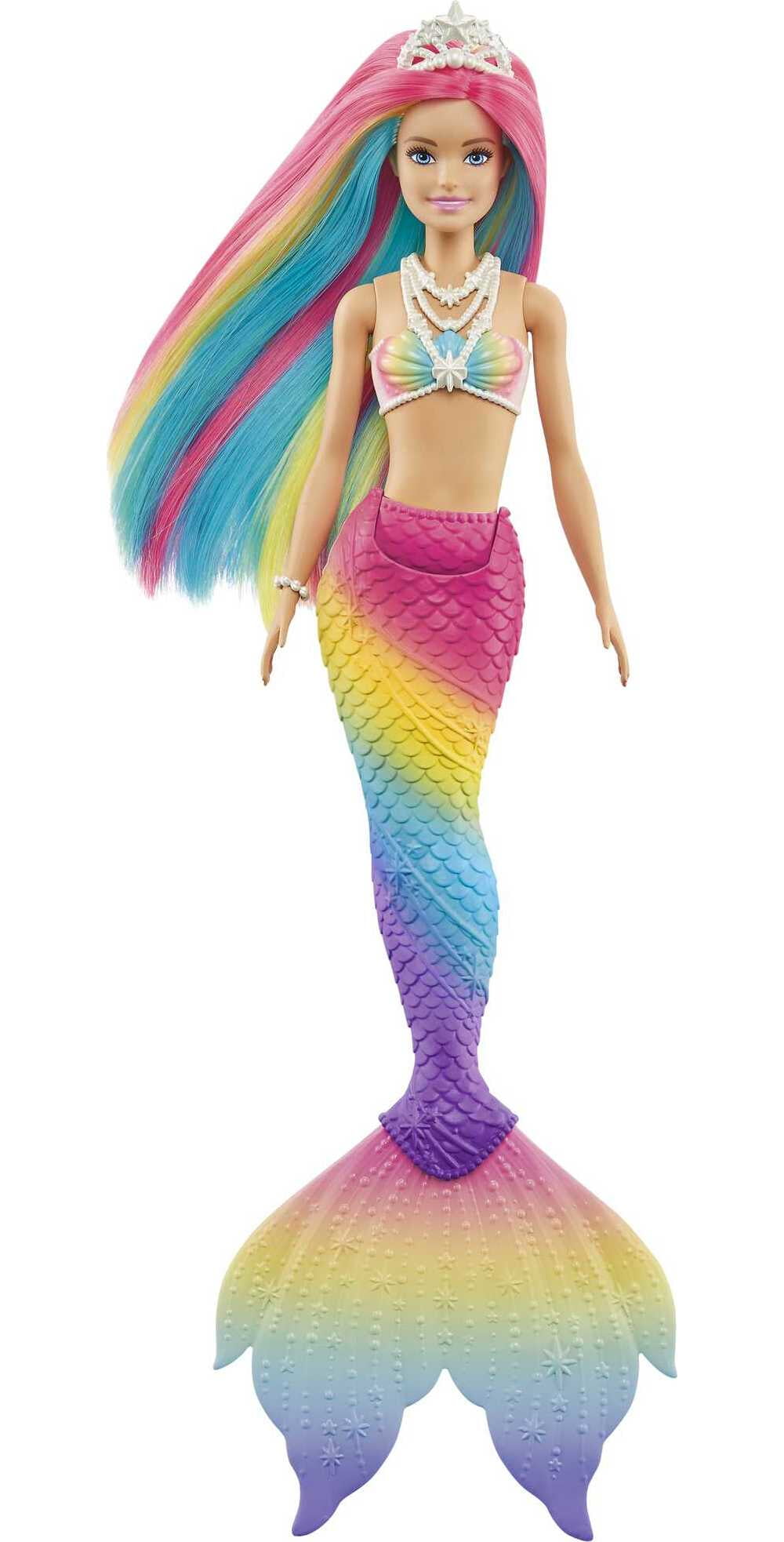 Barbie Dreamtopia Mermaid Doll with Rainbow Hair, Blue Eyes & Color-Change Feature