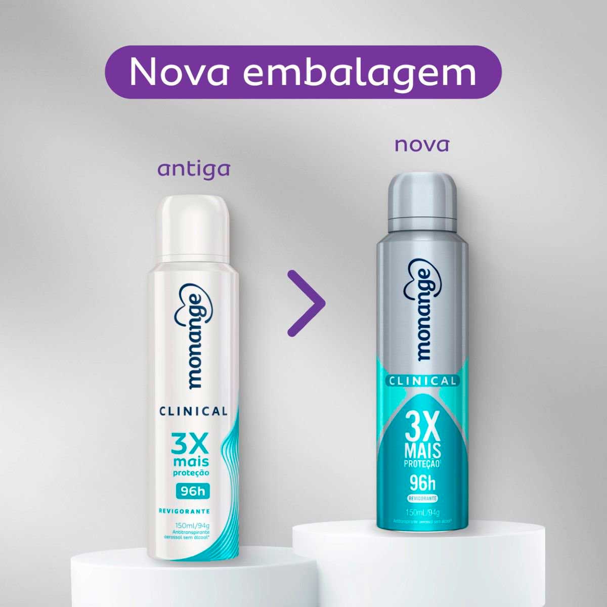 Desodorante Clinical Revigorante Aerossol Antitranspirante Monange Feminino 150ml