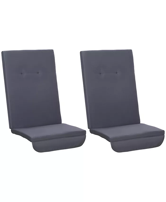 Outsunny Outdoor Porch Swing Cushions with Seat Tufted Back， Backrest Ties， Set of 2 Replacement Cushions for Patio Furniture， Gray