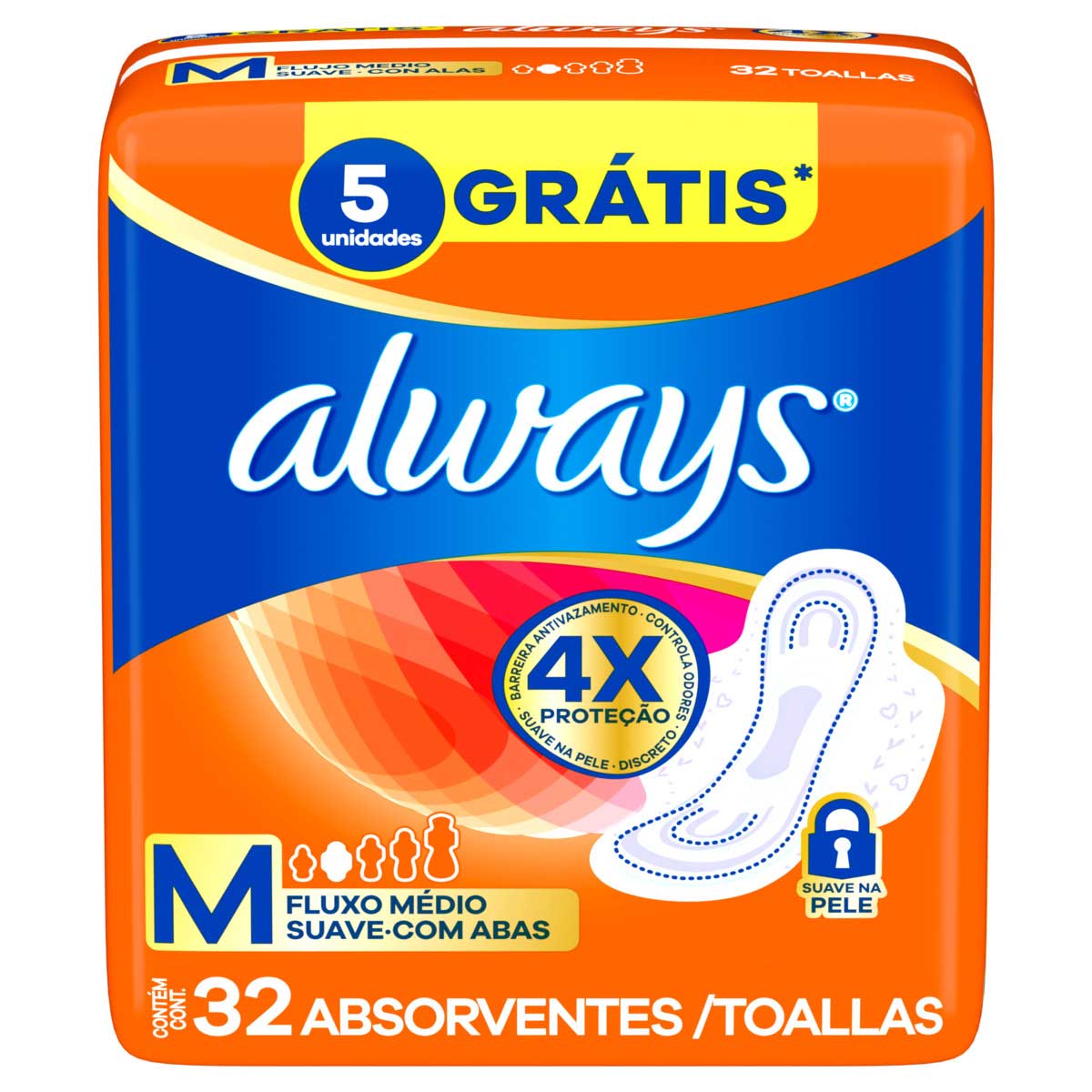 Absorvente Always M Suave com Abas 32 Unidades