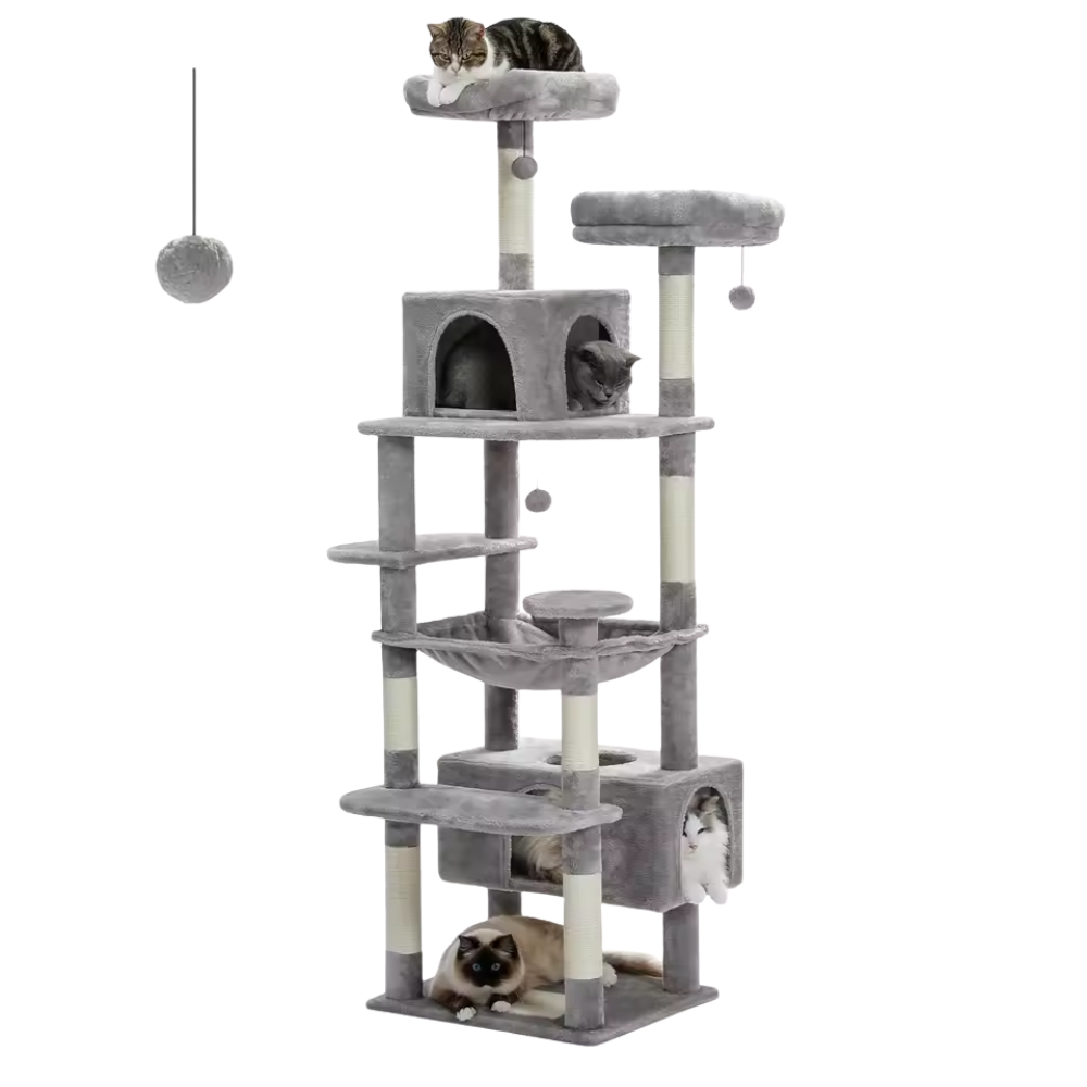 Modern Cat Tower with Scratching Posts | Luxury Multi-Level Cat Tree