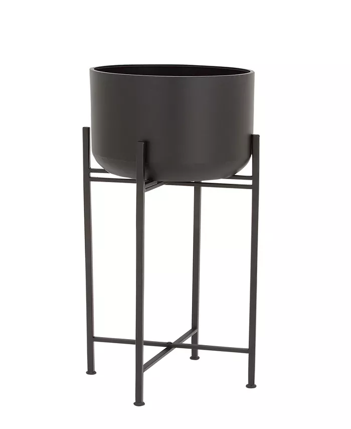 Rosemary Lane Black Metal Indoor Outdoor Planter with Removable Stand， 12