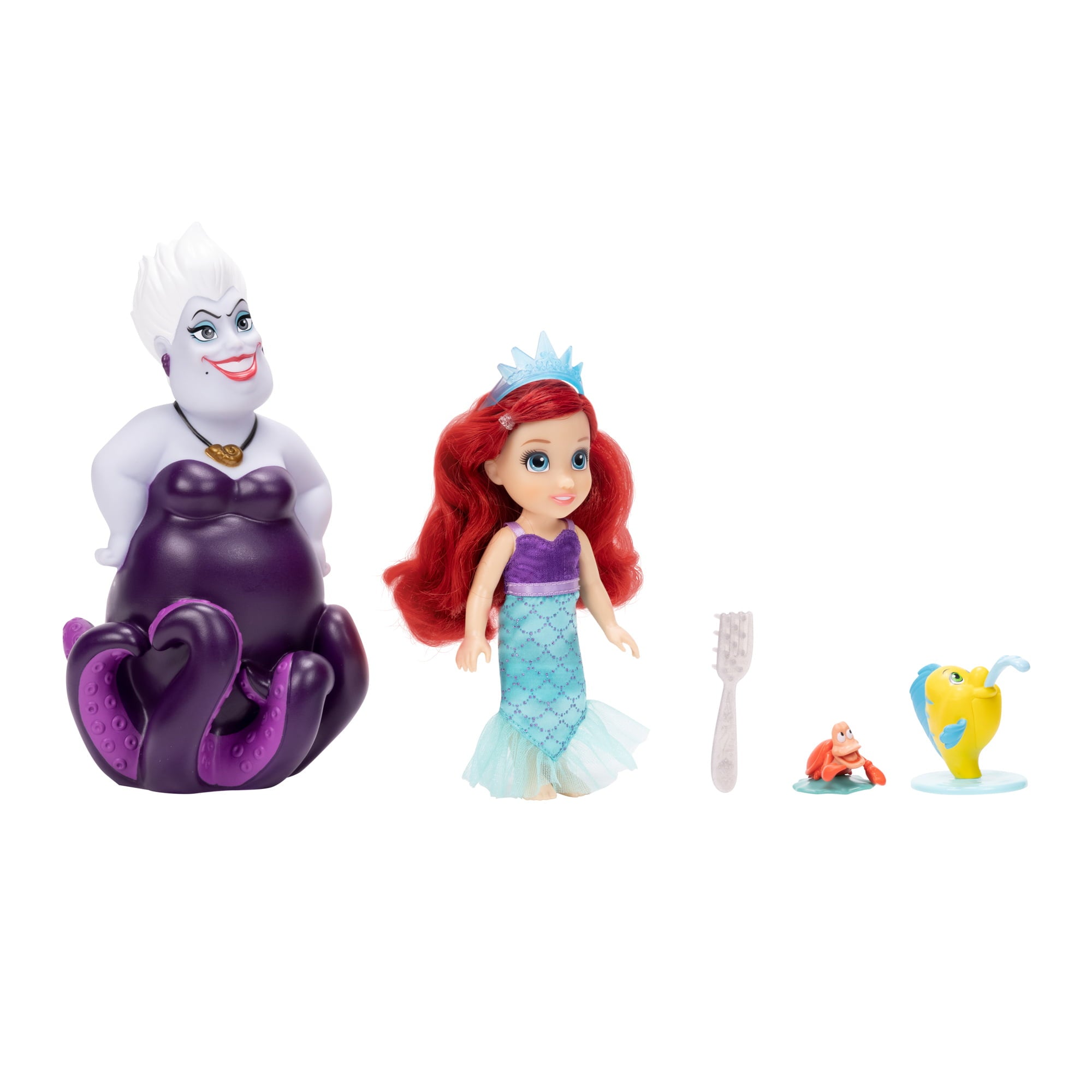 Disney Princess the Little Mermaid Ariel and Ursula 6 inch Fashion Doll Gift Set with Flounder and Sabastian