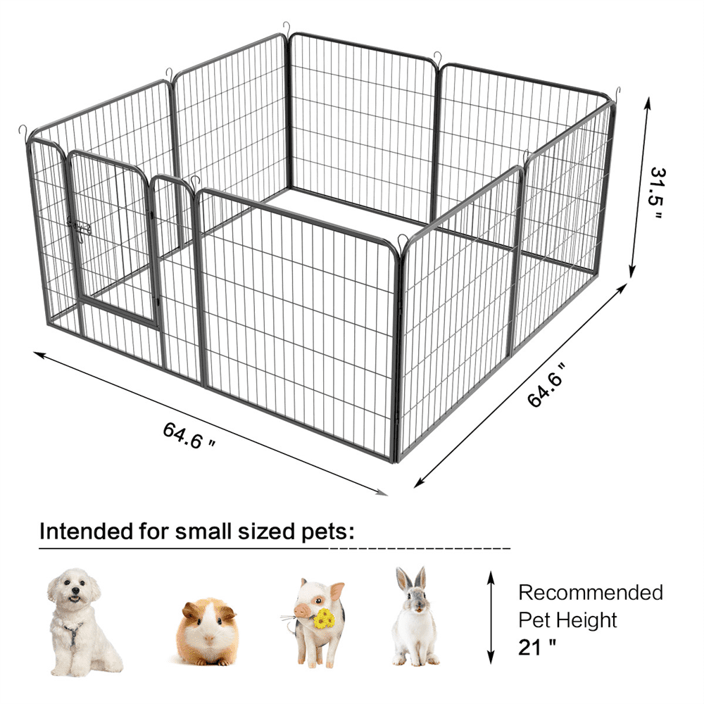 SmileMart 16 Panel Dog Pen Playpen Metal Pet Exercise Barrier for Indoor Outdoor， Black