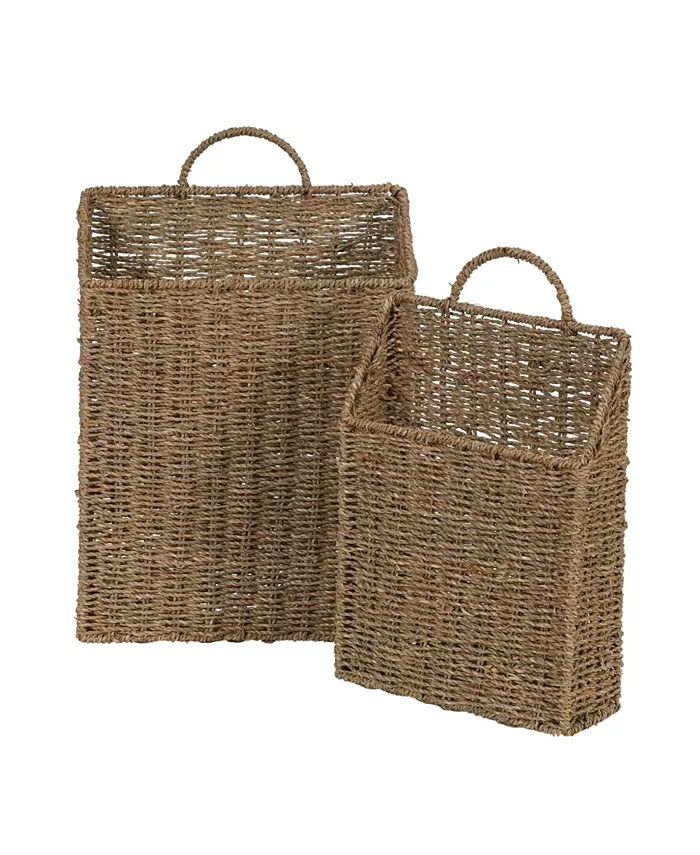 Household Essentials Sea Grass Wall Basket， Set of 2