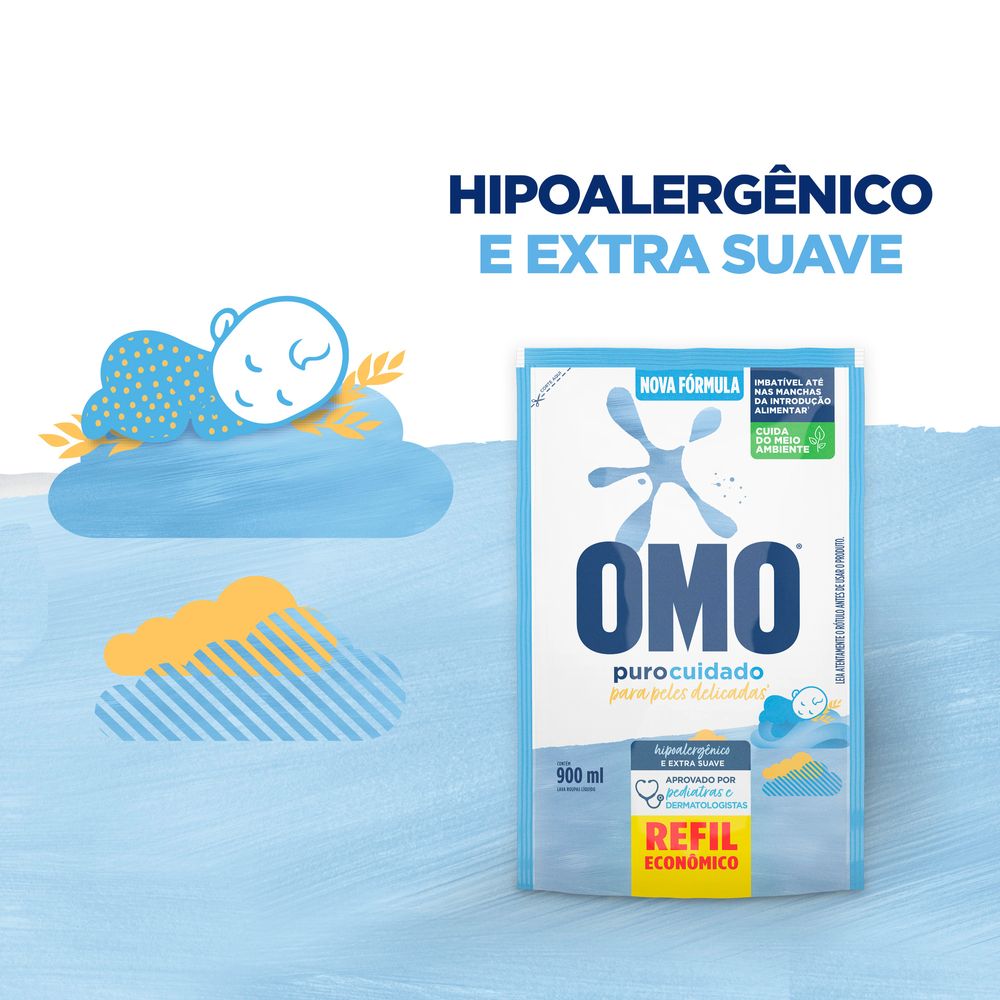 Sabao Liquido Refil OMO Puro Cuidado 900 ml