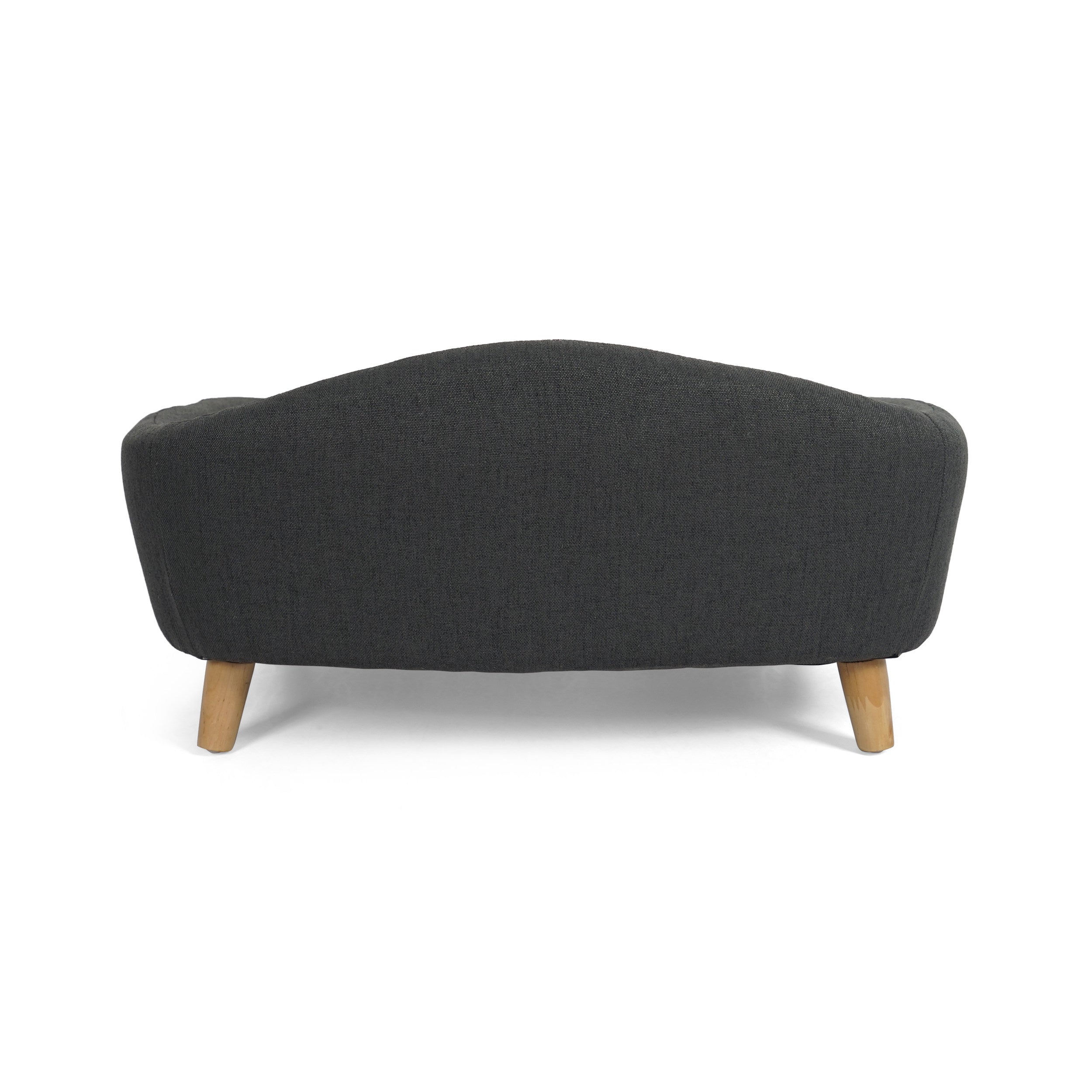GDF Studio Samuel Mid Century Small Plush Dog Bed， Dark Gray and Natural Finish