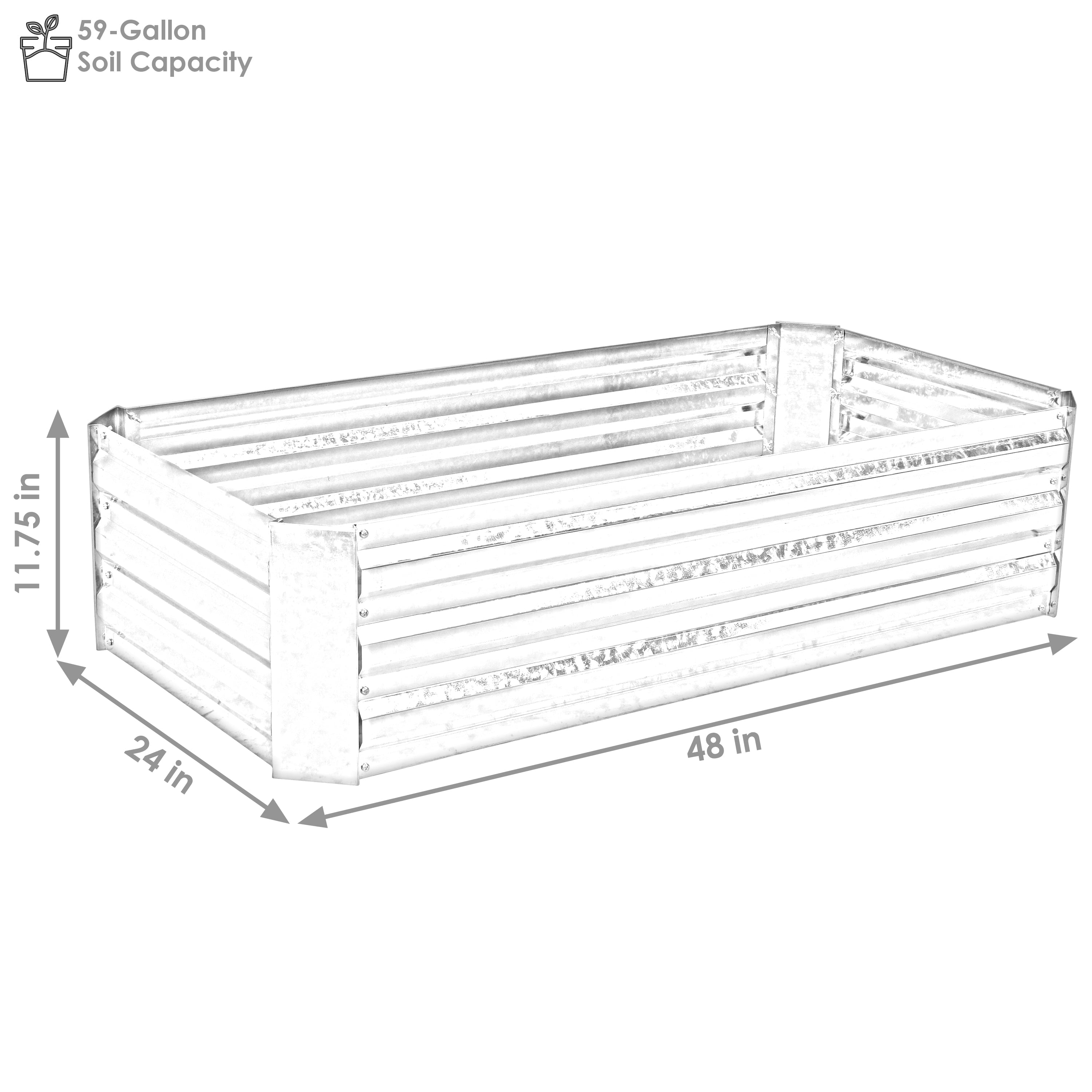 Sunnydaze Hot Dip Galvanized Steel Rectangle Raised Garden Bed for Plants, Vegetables, and Flowers - 48" L x 11.75" H - Woodgrain