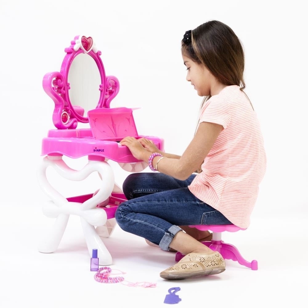 Princess Vanity Set with 16 Fashion & Makeup Accessories, Functional Piano Keyboard & Flashing Lights by Dimple
