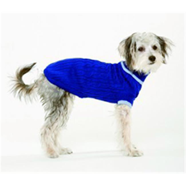 Fashion Pet Blue Cable Knit Sweater， Extra Large