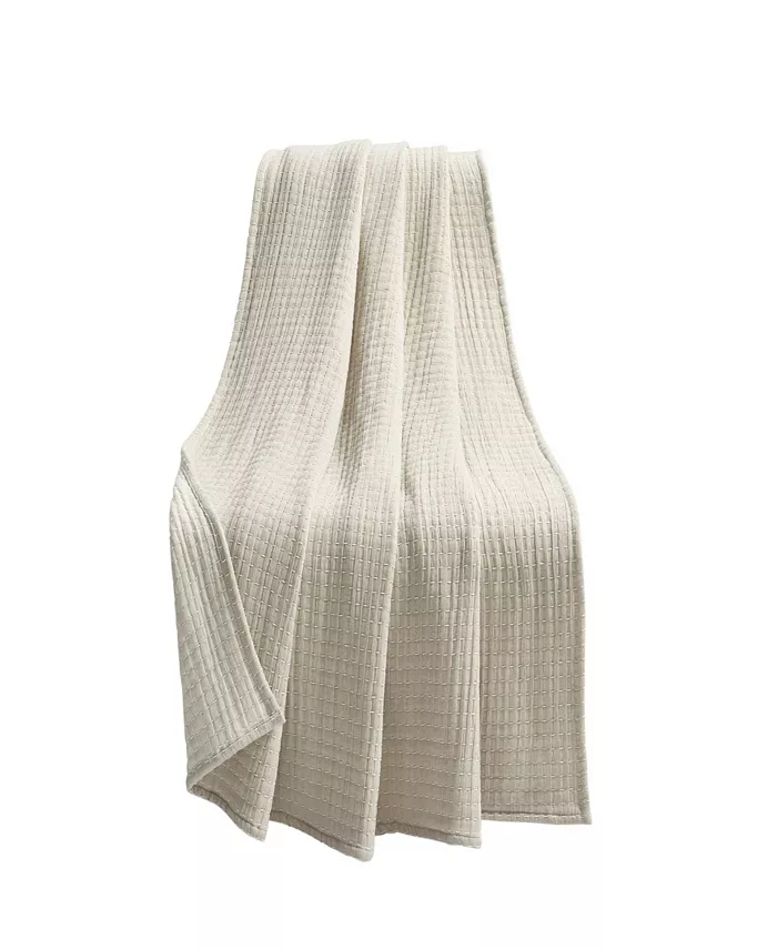 Lush Dandeacutecor Solid Kantha Pick Stitch Yarn Dyed Cotton Woven Throw Blanket