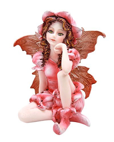 Ebros Miniature Fairy Garden Statue Pink Periwinkle Flower Fairy Figurine 3"H