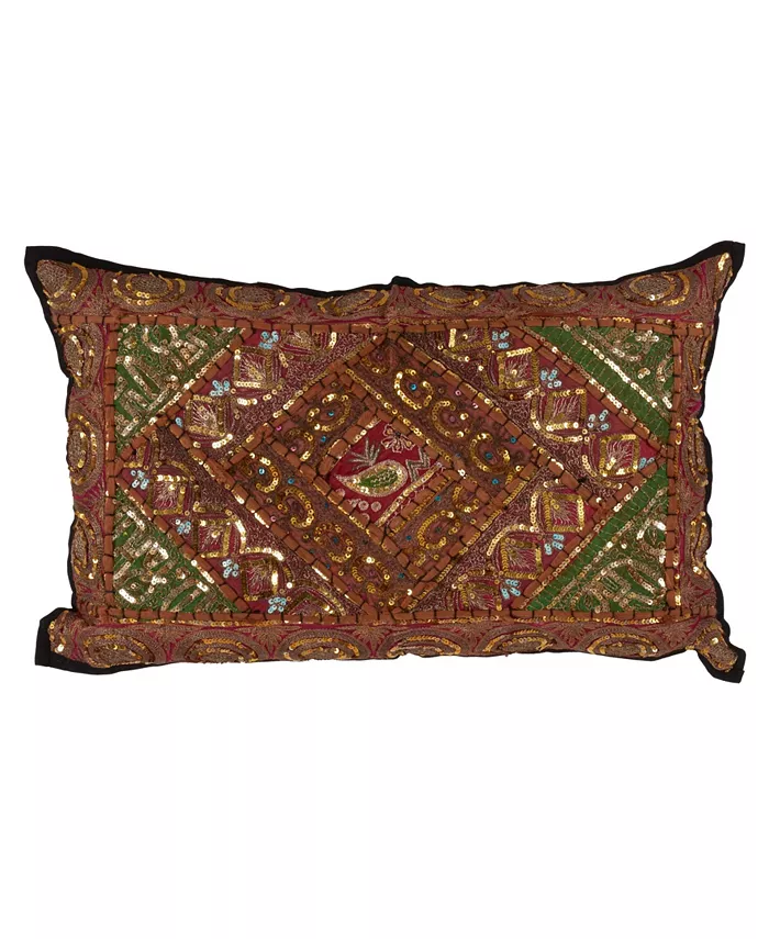 Saro Lifestyle Handmade Sari Sitara Decorative Pillow， 14