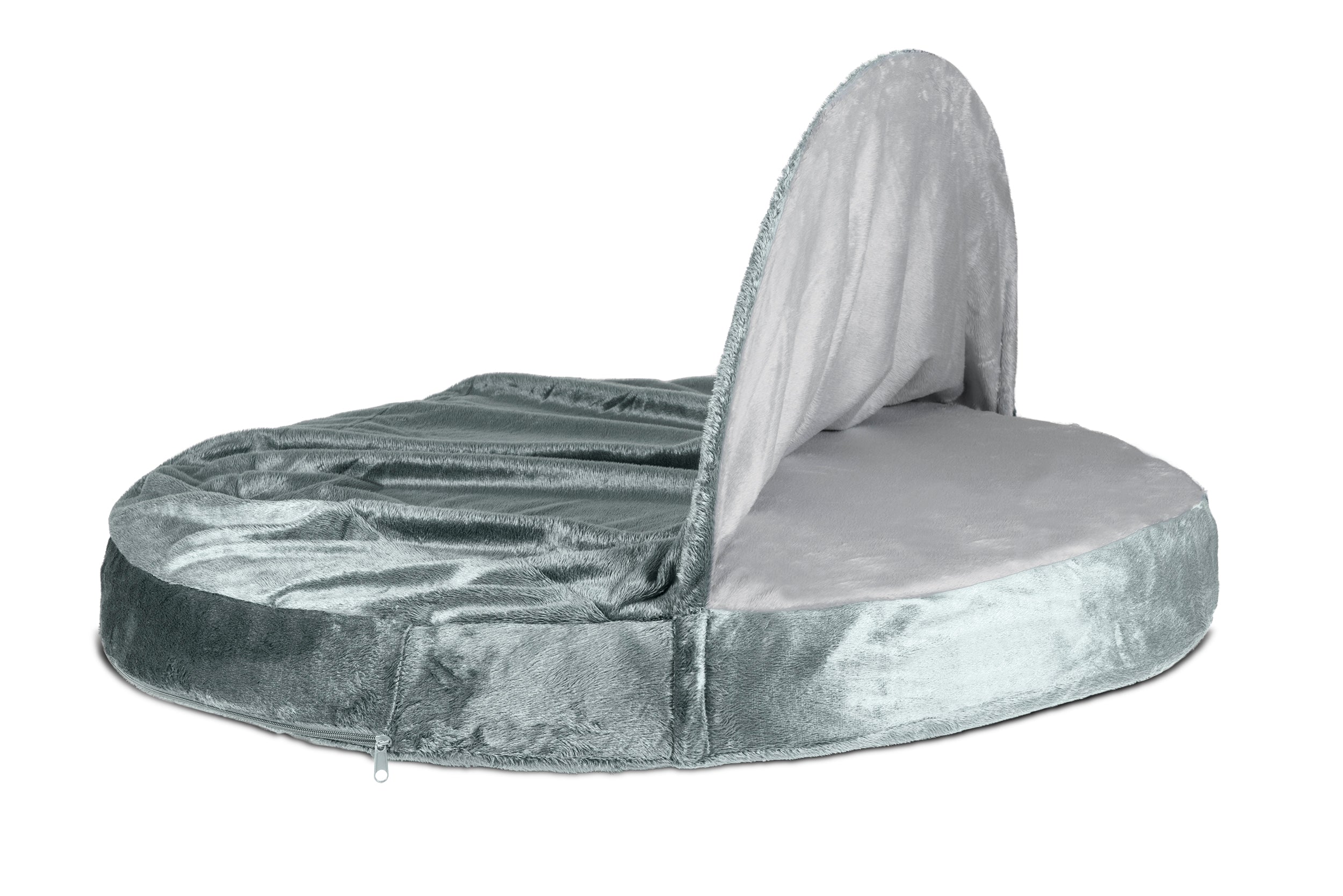 FurHaven | Cooling Gel Microvelvet Snuggery Pet Bed for Dogs and Cats， Gray， 35-Inch