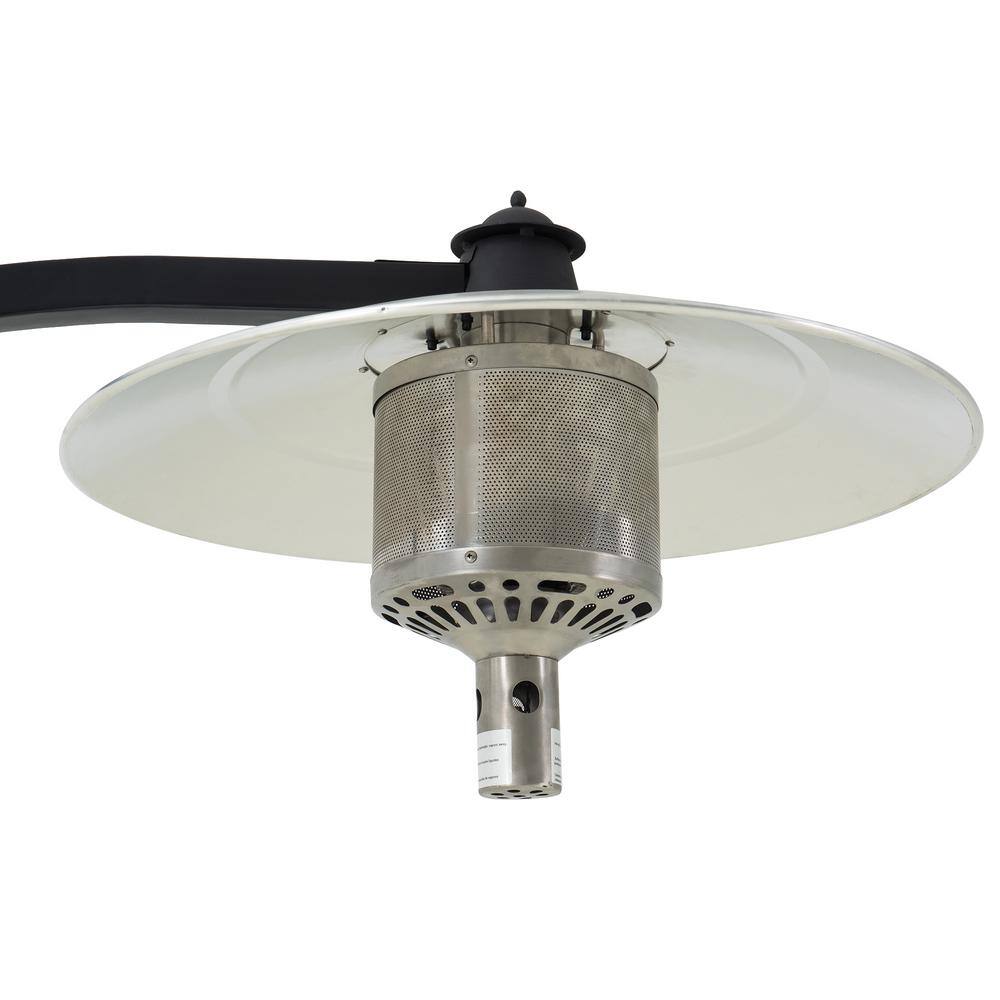 SUNJOY Cartwell 45000 BTU Matte Black Steel Outdoor Patio Portable Offset Propane Gas Heater with Wheels and Table Top A306007400