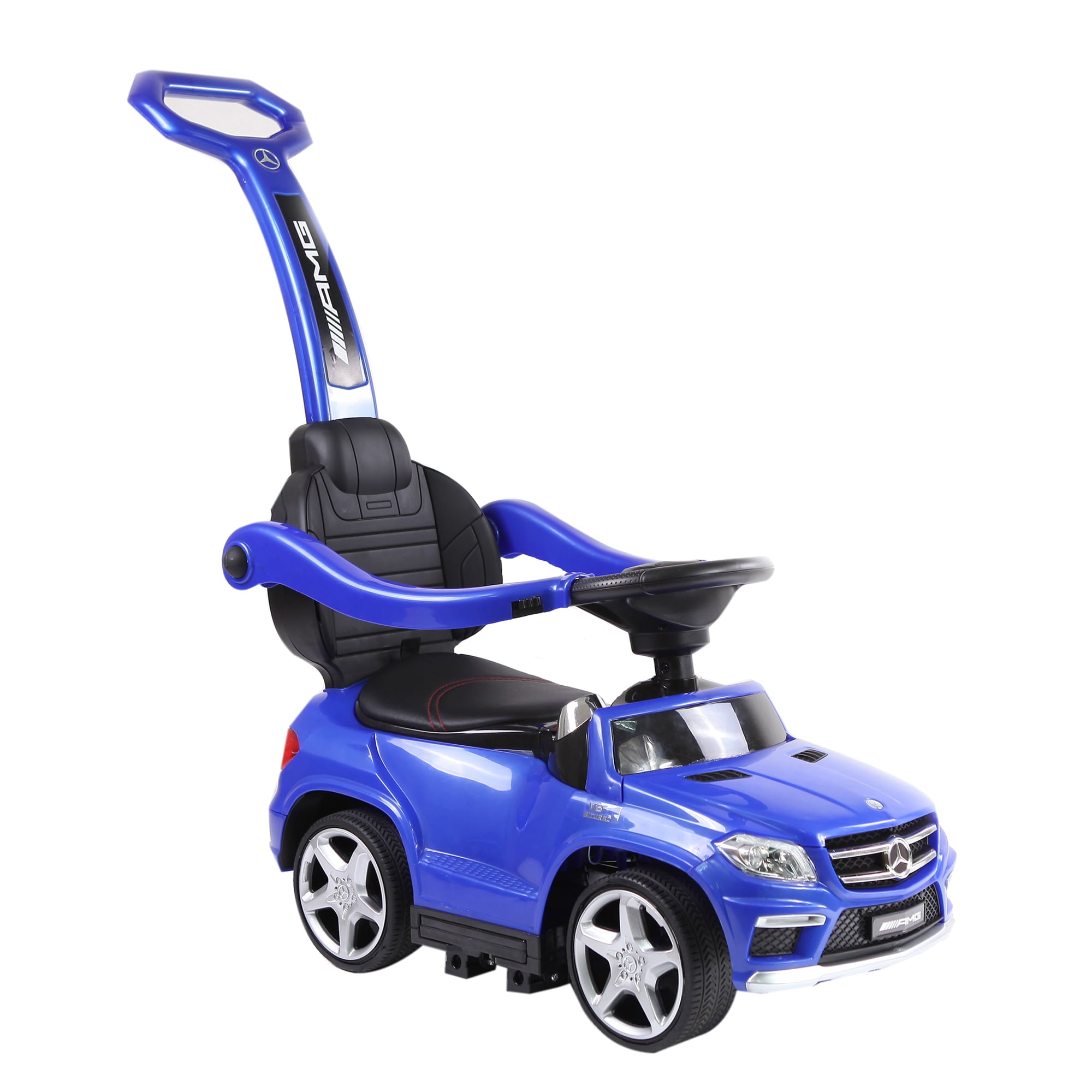 Best Ride On Cars Toddler 4-in-1 Mercedes Push Car Stroller w/ Lights， Blue