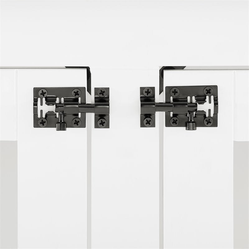 Bowery Hill Wood Medium Credenza Pet Crate in White/Brown Finish