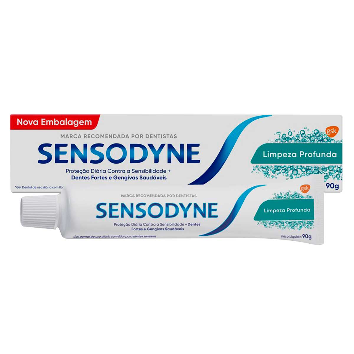 Sensodyne Limpeza Profunda Creme Dental para Sensibilidade nos Dentes 90g