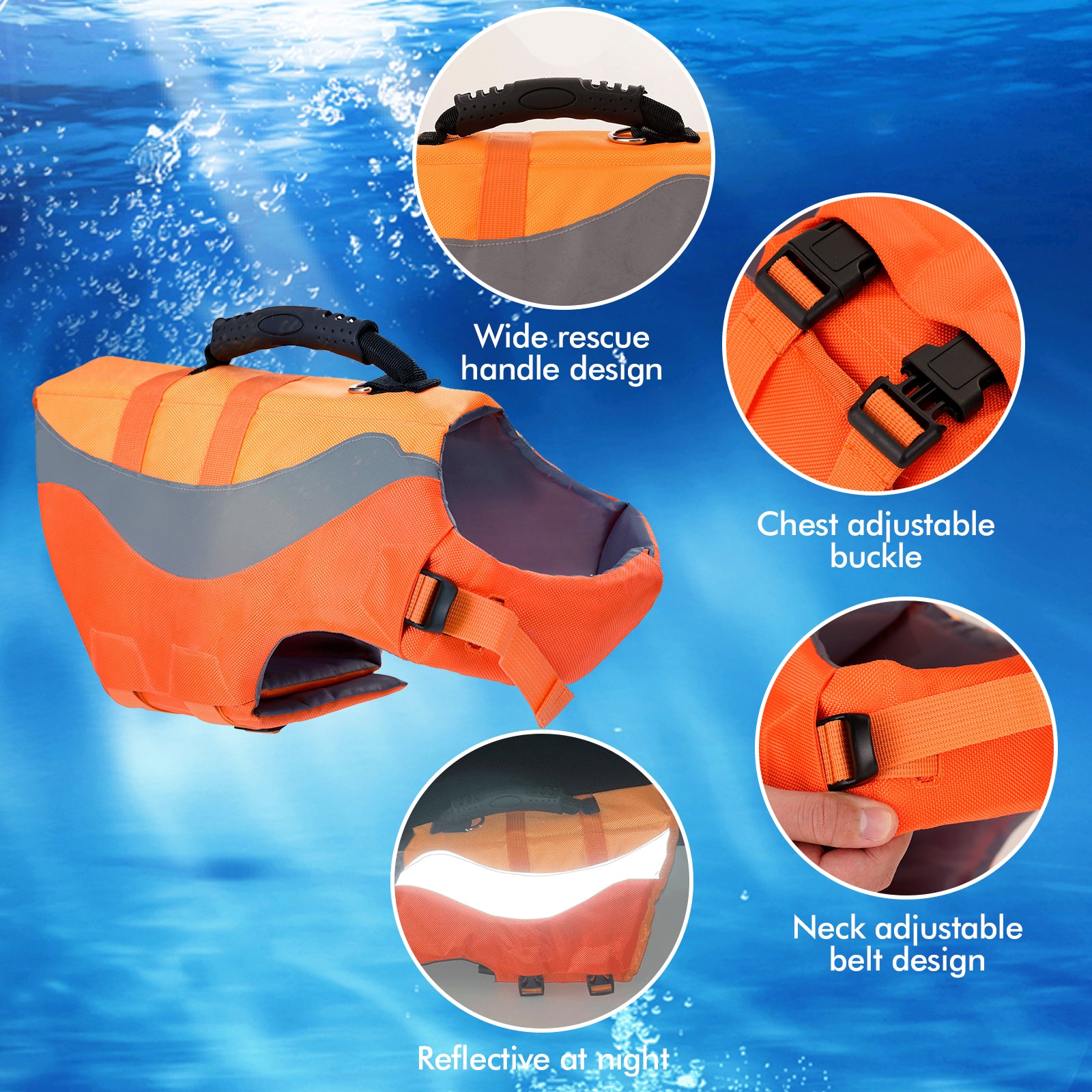 ZARYIEEO Dog Life Jacket Pet Life Vest for Swimming Pool Float Coat Swimsuits Flotation Device Life Preserver Belt Lifesaver Flotation Suit for Small Medium Large Dogs
